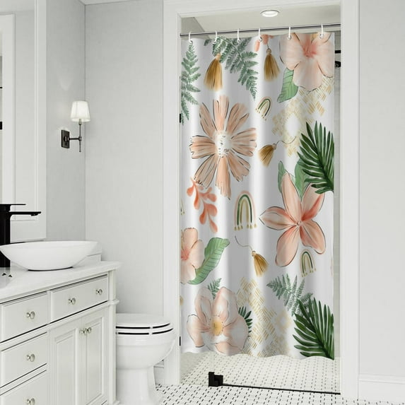 Pioneer Flower Floral Print Pattern Shower Curtain 36"x72" ,Bathroom Decorative Shower Curtains Set with 12 Hooks,Modern Waterproof Washable Shower Curtain