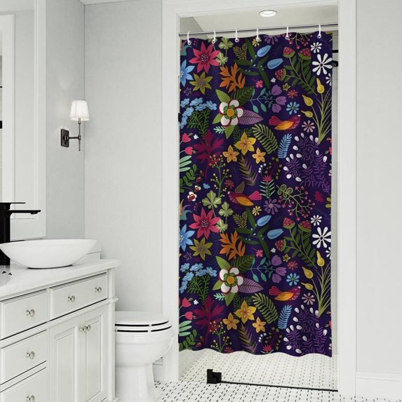Pioneer Flower Floral Print Pattern Shower Curtain 36"x72" ,Bathroom Decorative Shower Curtains Set with 12 Hooks,Modern Waterproof Washable Shower Curtain