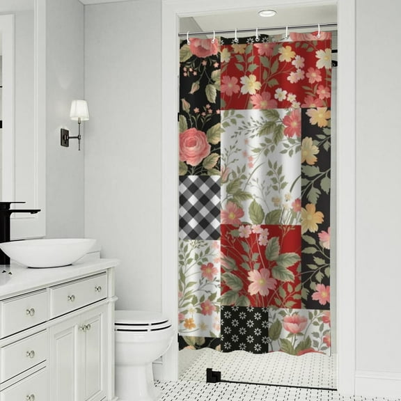 Pioneer Flower Floral Print Pattern Shower Curtain 36"x72" ,Bathroom Decorative Shower Curtains Set with 12 Hooks,Modern Waterproof Washable Shower Curtain