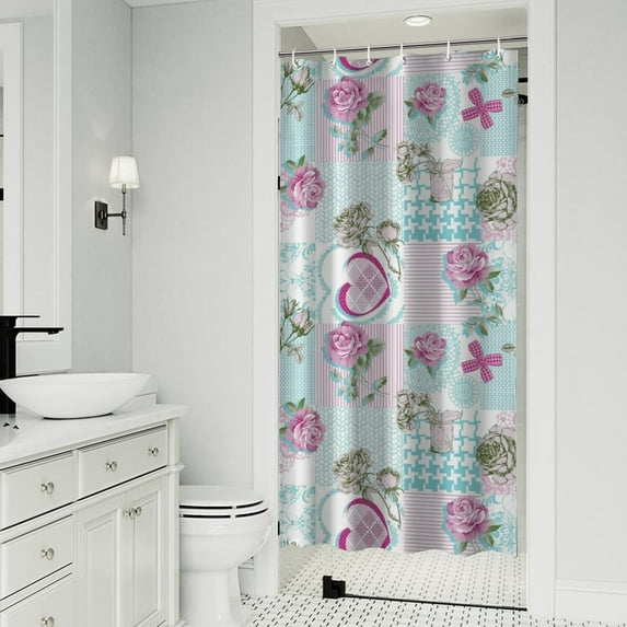 Pioneer Flower Floral Print Pattern Shower Curtain 36"x72" ,Bathroom Decorative Shower Curtains Set with 12 Hooks,Modern Waterproof Washable Shower Curtain