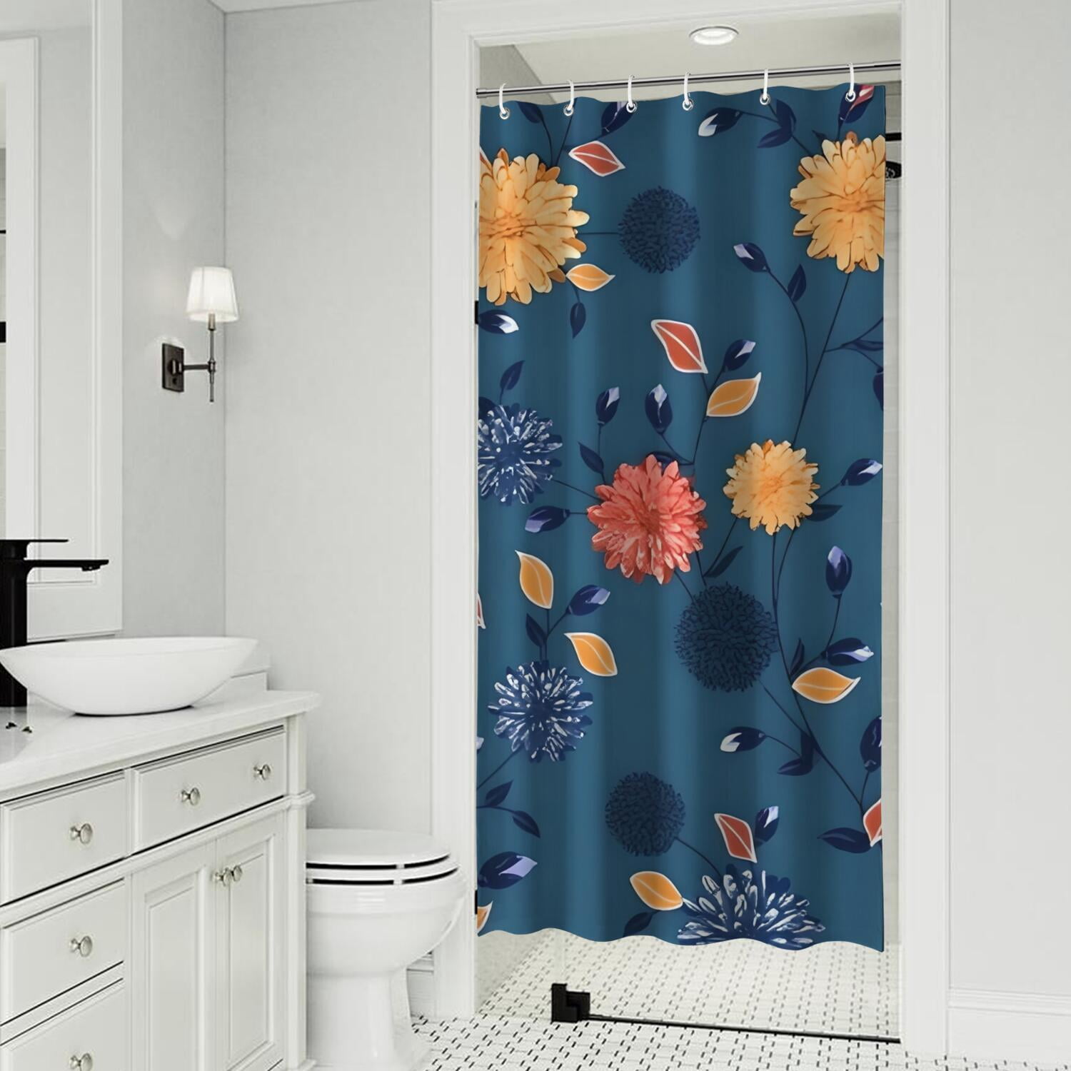 Pioneer Flower Floral Print Pattern Shower Curtain 36"x72" ,Bathroom