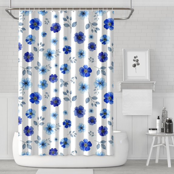 Pioneer Flower Floral Print Pattern Shower Curtain 72"x72", Bathroom Decorative Shower Curtain Set with 12 Hooks, Waterproof Washable