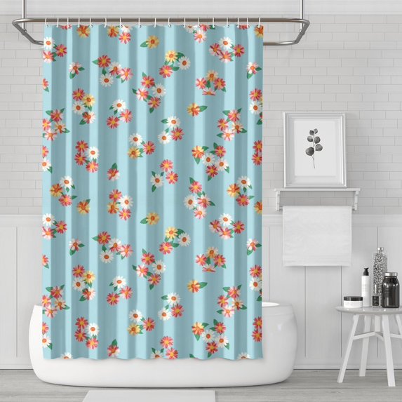 Pioneer Flower Floral Print Pattern Shower Curtain 72”x72", Bathroom Decorative Shower Curtain Set with 12 Hooks, Waterproof Washable