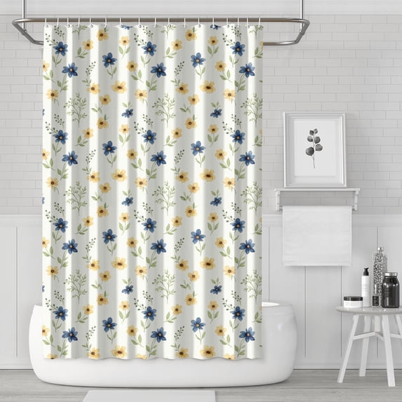Pioneer Flower Floral Print Pattern Shower Curtain 72”x72", Bathroom Decorative Shower Curtain Set with 12 Hooks, Waterproof Washable