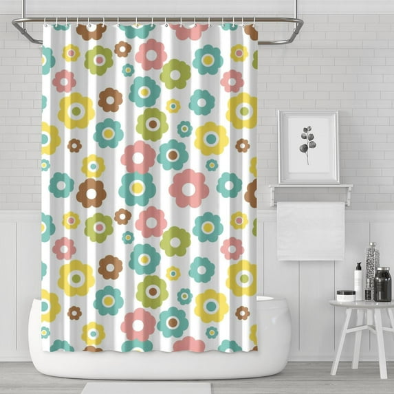 Pioneer Flower Floral Print Pattern Shower Curtain 72"x72", Bathroom Decorative Shower Curtain Set with 12 Hooks, Waterproof Washable