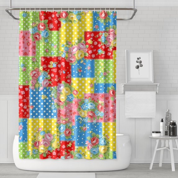 Pioneer Flower Floral Print Pattern Shower Curtain 72"x72", Bathroom Decorative Shower Curtain Set with 12 Hooks, Waterproof Washable