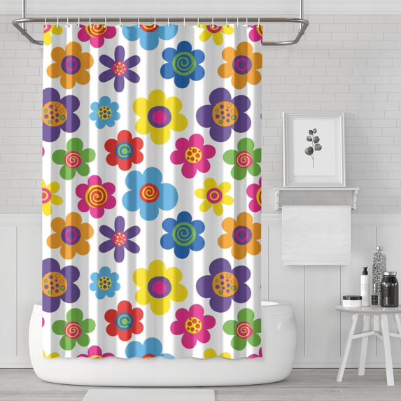 Pioneer Flower Floral Print Pattern Shower Curtain 72"x72", Bathroom Decorative Shower Curtain Set with 12 Hooks, Waterproof Washable
