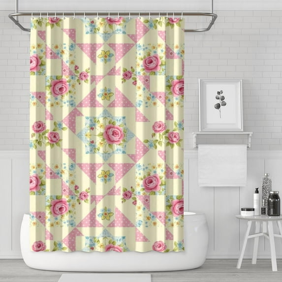 Pioneer Flower Floral Print Pattern Shower Curtain 72"x72", Bathroom Decorative Shower Curtain Set with 12 Hooks, Waterproof Washable