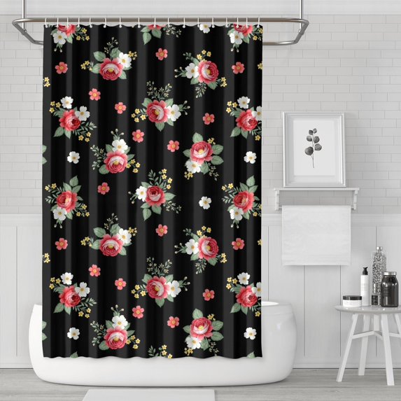 Pioneer Flower Floral Print Pattern Shower Curtain 72”x72", Bathroom Decorative Shower Curtain Set with 12 Hooks, Waterproof Washable