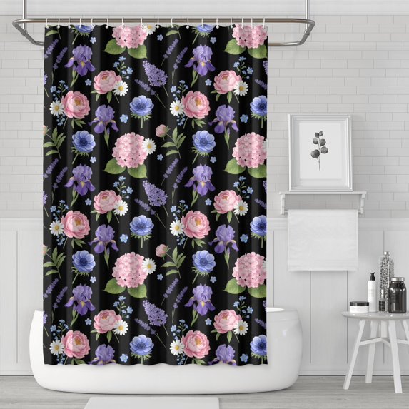 Pioneer Flower Floral Print Pattern Shower Curtain 72”x72", Bathroom Decorative Shower Curtain Set with 12 Hooks, Waterproof Washable