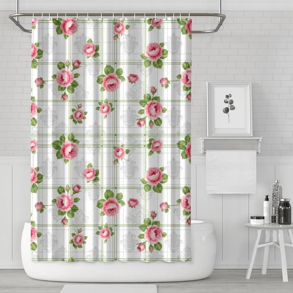 Pioneer Flower Floral Print Pattern Shower Curtain 72"x72", Bathroom Decorative Shower Curtain Set with 12 Hooks, Waterproof Washable