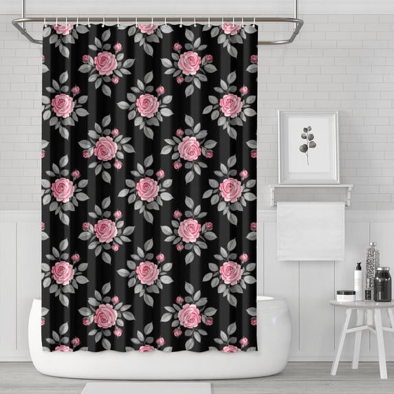 Pioneer Flower Floral Print Pattern Shower Curtain 72"x72", Bathroom Decorative Shower Curtain Set with 12 Hooks, Waterproof Washable