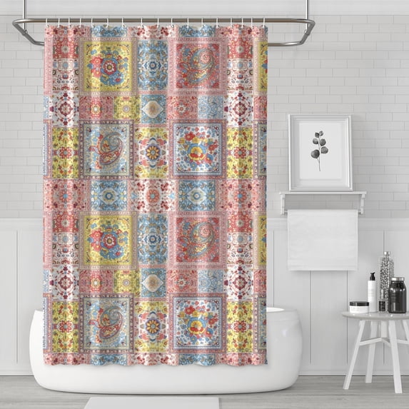 Pioneer Flower Floral Print Pattern Shower Curtain 72"x72", Bathroom Decorative Shower Curtain Set with 12 Hooks, Waterproof Washable