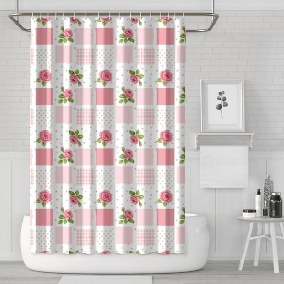 Pioneer Flower Floral Print Pattern Shower Curtain 72"x72", Bathroom Decorative Shower Curtain Set with 12 Hooks, Waterproof Washable