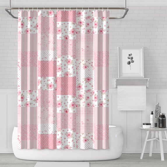 Pioneer Flower Floral Print Pattern Shower Curtain 72”x72", Bathroom Decorative Shower Curtain Set with 12 Hooks, Waterproof Washable
