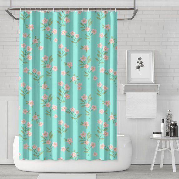 Pioneer Flower Floral Print Pattern Shower Curtain 72"x72", Bathroom Decorative Shower Curtain Set with 12 Hooks, Waterproof Washable