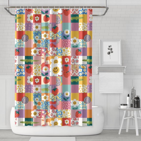 Pioneer Flower Floral Print Pattern Shower Curtain 72”x72", Bathroom Decorative Shower Curtain Set with 12 Hooks, Waterproof Washable