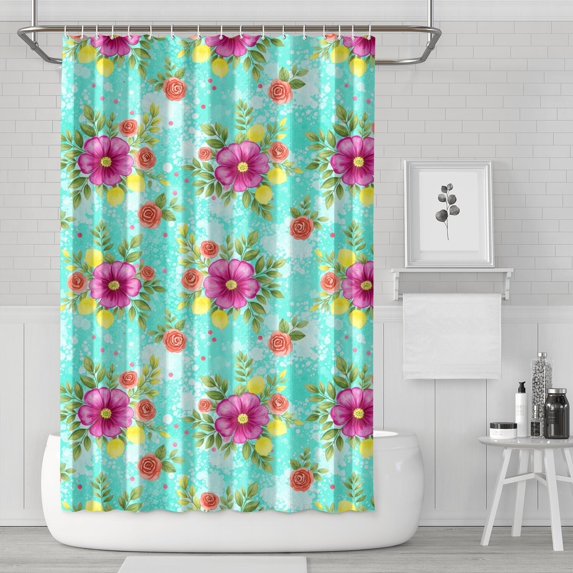 Pioneer Flower Floral Print Pattern Shower Curtain 72”x72", Bathroom Decorative Shower Curtain Set with 12 Hooks, Waterproof Washable