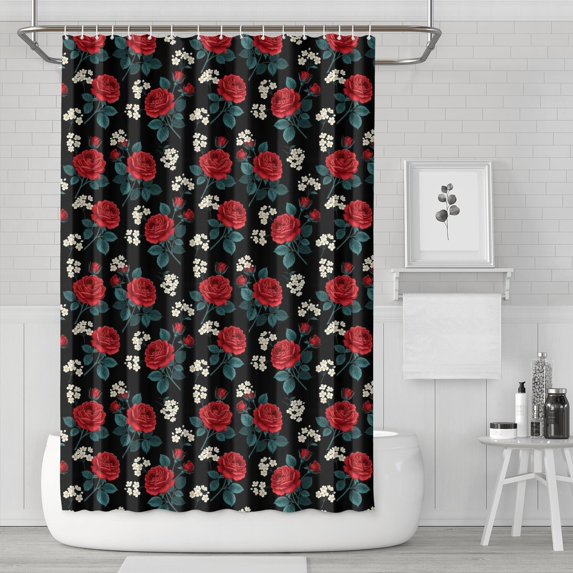 Pioneer Flower Floral Print Pattern Shower Curtain 72”x72", Bathroom Decorative Shower Curtain Set with 12 Hooks, Waterproof Washable