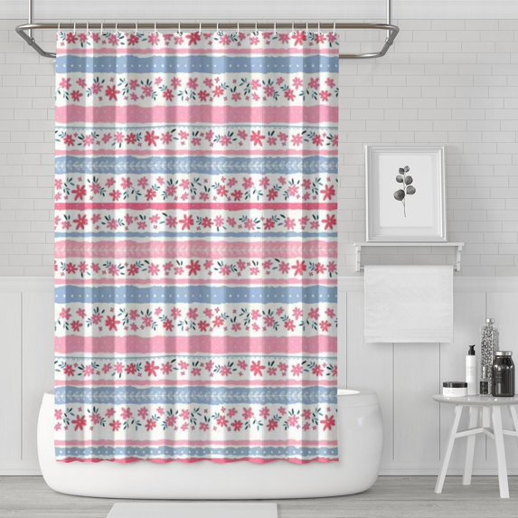 Pioneer Flower Floral Print Pattern Shower Curtain 72"x72" ,Bathroom Decorative Shower Curtains Set with 12 Hooks,Modern Waterproof Washable Shower Curtain