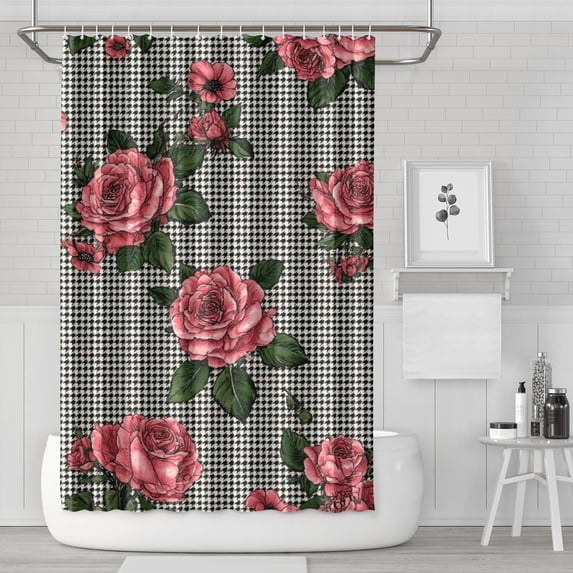 Pioneer Flower Floral Print Pattern Shower Curtain 72"x72" ,Bathroom Decorative Shower Curtains Set with 12 Hooks,Modern Waterproof Washable Shower Curtain