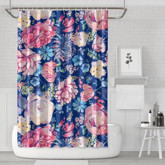 Pioneer Flower Floral Print Pattern Shower Curtain 72"x72" ,Bathroom Decorative Shower Curtains Set with 12 Hooks,Modern Waterproof Washable Shower Curtain