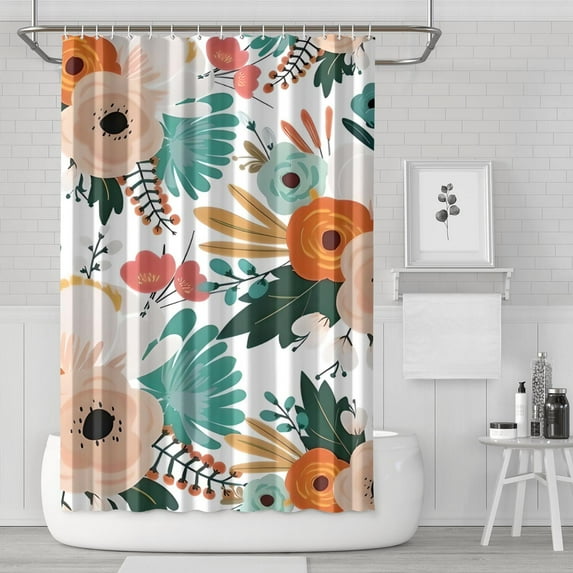 Pioneer Flower Floral Print Pattern Shower Curtain 72"x72" ,Bathroom Decorative Shower Curtains Set with 12 Hooks,Modern Waterproof Washable Shower Curtain