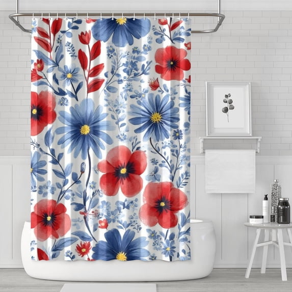 Pioneer Flower Floral Print Pattern Shower Curtain 72"x72" ,Bathroom Decorative Shower Curtains Set with 12 Hooks,Modern Waterproof Washable Shower Curtain