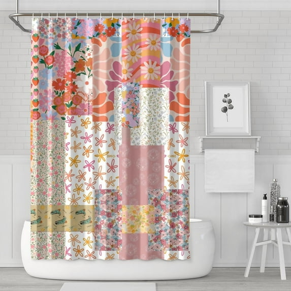 Pioneer Flower Floral Print Pattern Shower Curtain 72"x72" ,Bathroom Decorative Shower Curtains Set with 12 Hooks,Modern Waterproof Washable Shower Curtain