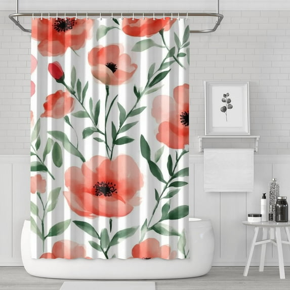 Pioneer Flower Floral Print Pattern Shower Curtain 72"x72" ,Bathroom Decorative Shower Curtains Set with 12 Hooks,Modern Waterproof Washable Shower Curtain