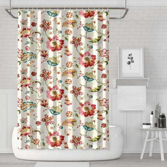 Pioneer Flower Floral Print Pattern Shower Curtain 72"x72" ,Bathroom Decorative Shower Curtains Set with 12 Hooks,Modern Waterproof Washable Shower Curtain