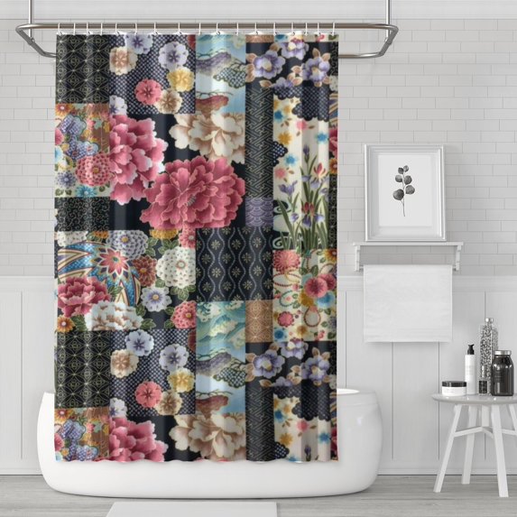 Pioneer Flower Floral Print Pattern Shower Curtain 72"x72" ,Bathroom Decorative Shower Curtains Set with 12 Hooks,Modern Waterproof Washable Shower Curtain