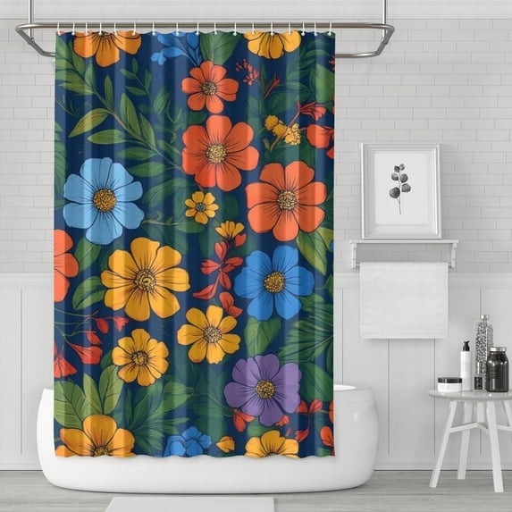 Pioneer Flower Floral Print Pattern Shower Curtain 72"x72" ,Bathroom Decorative Shower Curtains Set with 12 Hooks,Modern Waterproof Washable Shower Curtain