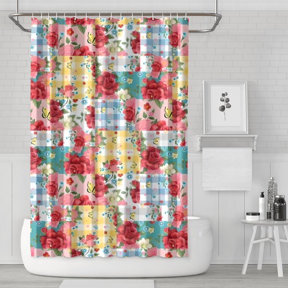 Pioneer Flower Floral Print Pattern Shower Curtain 72"x72" ,Bathroom Decorative Shower Curtains Set with 12 Hooks,Modern Waterproof Washable Shower Curtain