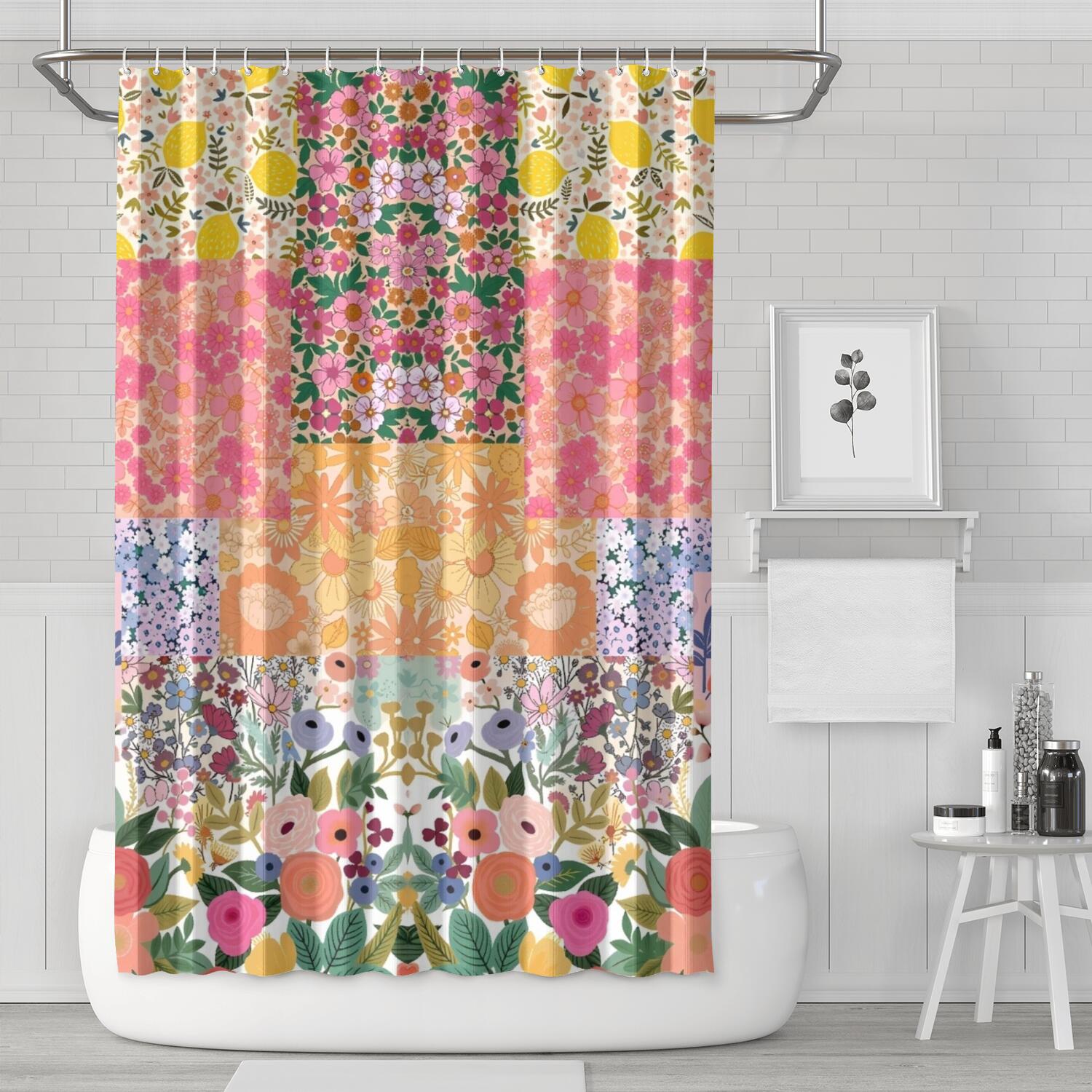 Pioneer Flower Floral Print Pattern Shower Curtain 72"x72" ,Bathroom