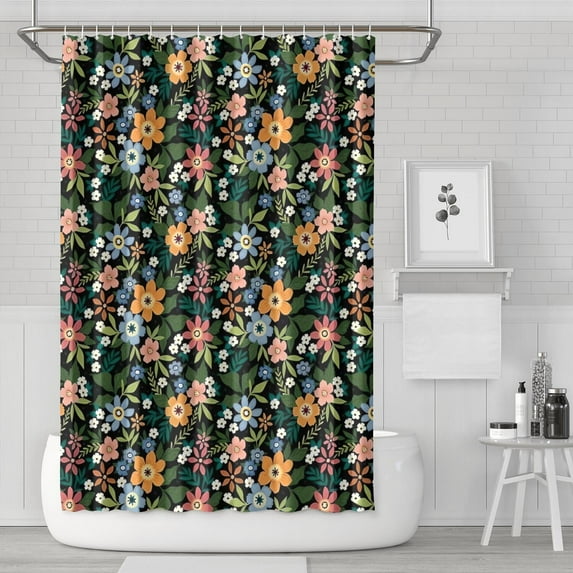 Pioneer Flower Floral Print Pattern Shower Curtain 72"x72" ,Bathroom Decorative Shower Curtains Set with 12 Hooks,Modern Waterproof Washable Shower Curtain