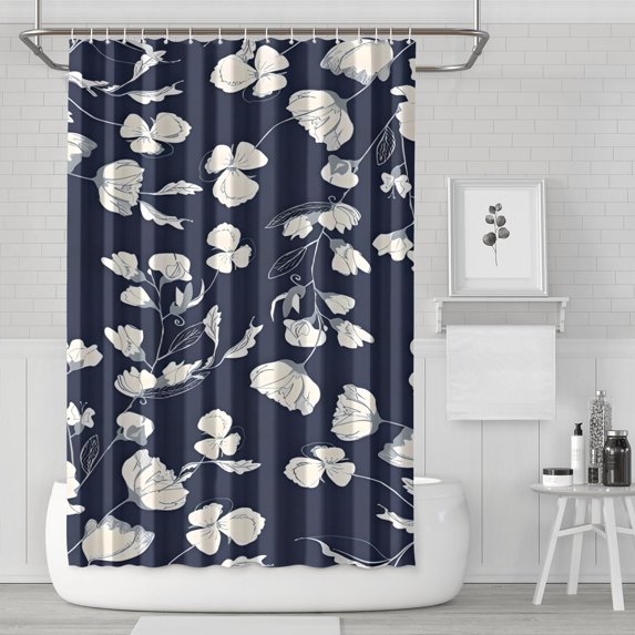 Pioneer Flower Floral Print Pattern Shower Curtain 72"x72" ,Bathroom Decorative Shower Curtains Set with 12 Hooks,Modern Waterproof Washable Shower Curtain