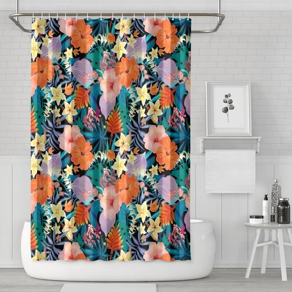 Pioneer Flower Floral Print Pattern Shower Curtain 72"x72" ,Bathroom Decorative Shower Curtains Set with 12 Hooks,Modern Waterproof Washable Shower Curtain