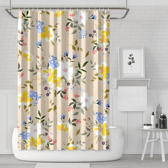 Pioneer Flower Floral Print Pattern Shower Curtain 72"x72" ,Bathroom Decorative Shower Curtains Set with 12 Hooks,Modern Waterproof Washable Shower Curtain