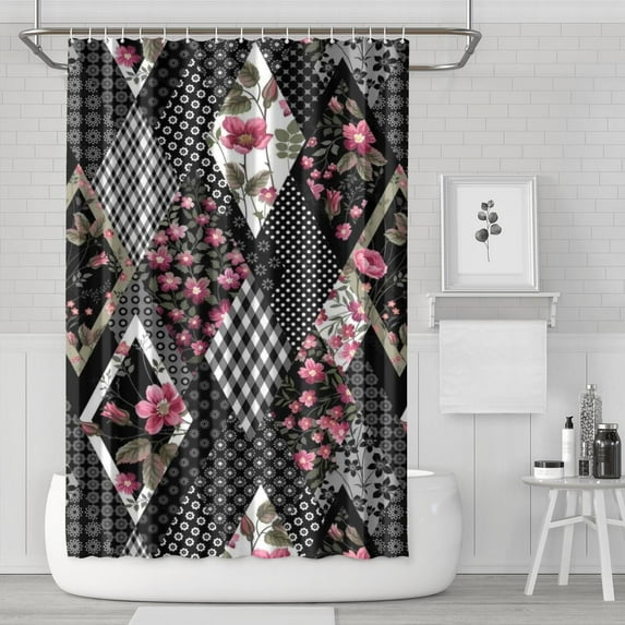 Pioneer Flower Floral Print Pattern Shower Curtain 72"x72" ,Bathroom Decorative Shower Curtains Set with 12 Hooks,Modern Waterproof Washable Shower Curtain