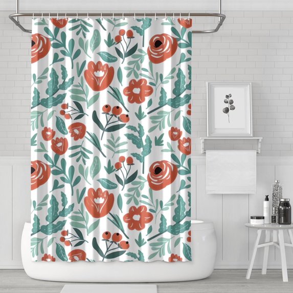 Pioneer Flower Floral Print Pattern Shower Curtain 72"x72" ,Bathroom Decorative Shower Curtains Set with 12 Hooks,Modern Waterproof Washable Shower Curtain