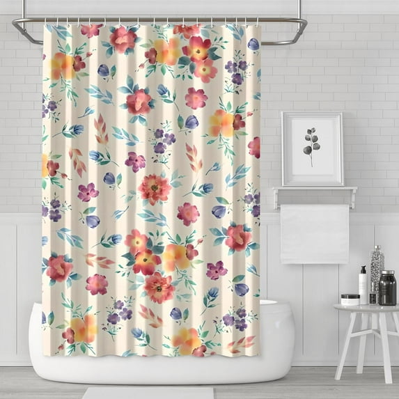 Pioneer Flower Floral Print Pattern Shower Curtain 72"x72" ,Bathroom Decorative Shower Curtains Set with 12 Hooks,Modern Waterproof Washable Shower Curtain