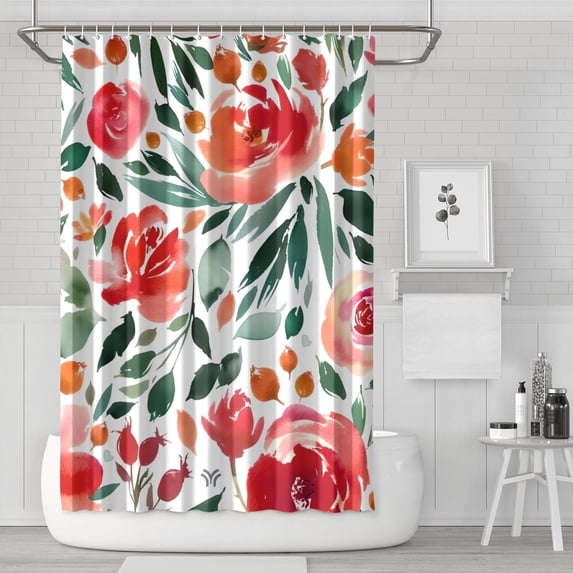 Pioneer Flower Floral Print Pattern Shower Curtain 72"x72" ,Bathroom Decorative Shower Curtains Set with 12 Hooks,Modern Waterproof Washable Shower Curtain