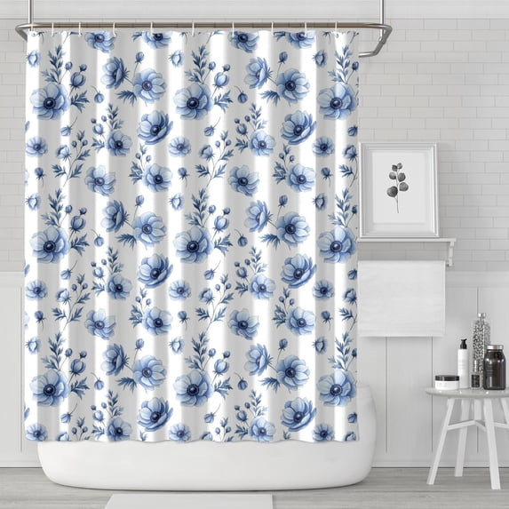Pioneer Flower Floral Print Pattern Shower Curtain 72"x84", Bathroom Decorative Shower Curtain Set with 12 Hooks, Waterproof Washable
