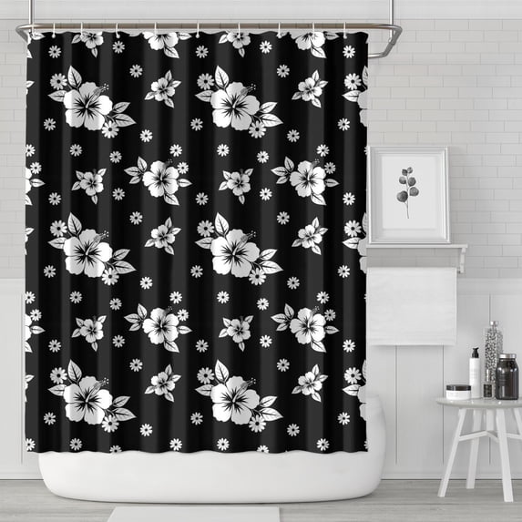 Pioneer Flower Floral Print Pattern Shower Curtain 72"x84", Bathroom Decorative Shower Curtain Set with 12 Hooks, Waterproof Washable