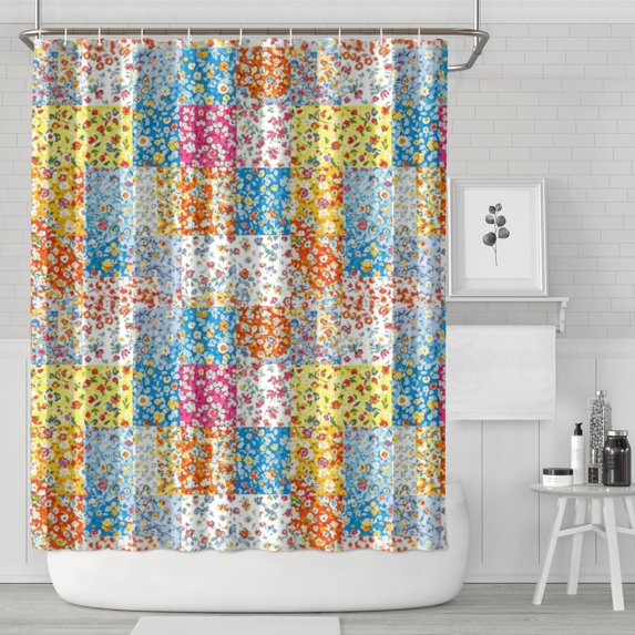 Pioneer Flower Floral Print Pattern Shower Curtain 72"x84", Bathroom Decorative Shower Curtain Set with 12 Hooks, Waterproof Washable