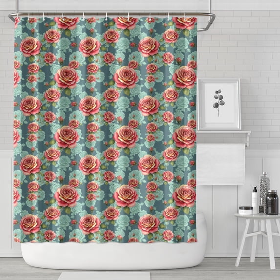 Dinosaur and Rainbow Navy Pattern Modern Waterproof Shower Curtain Set with 12 Hooks, Washable Decorative Bathroom Shower Curtain