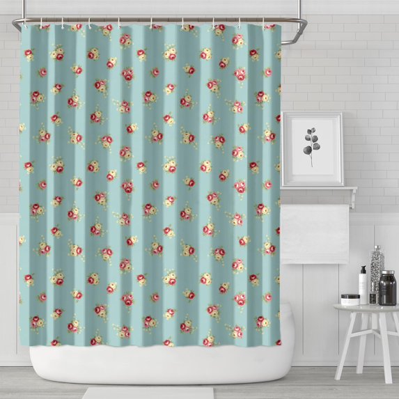 Pioneer Flower Floral Print Pattern Shower Curtain 72"x84", Bathroom Decorative Shower Curtain Set with 12 Hooks, Waterproof Washable