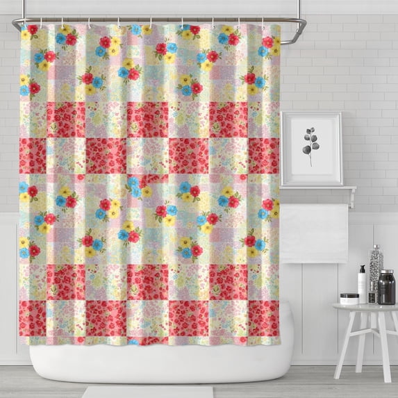 Pioneer Flower Floral Print Pattern Shower Curtain 72"x84", Bathroom Decorative Shower Curtain Set with 12 Hooks, Waterproof Washable
