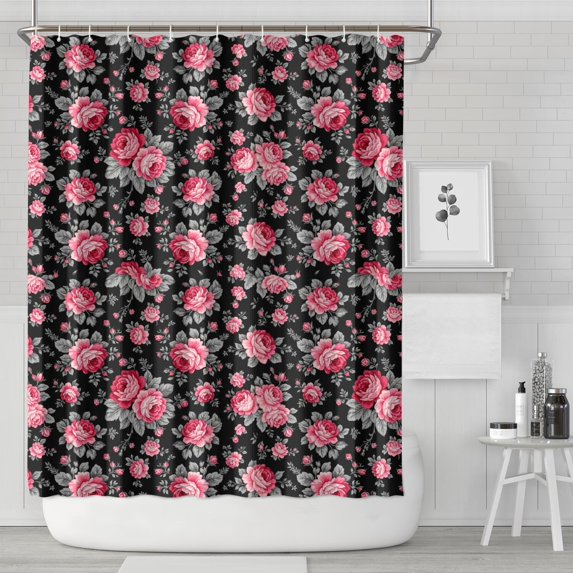 Pioneer Flower Floral Print Pattern Shower Curtain 72"x84", Bathroom Decorative Shower Curtain Set with 12 Hooks, Waterproof Washable